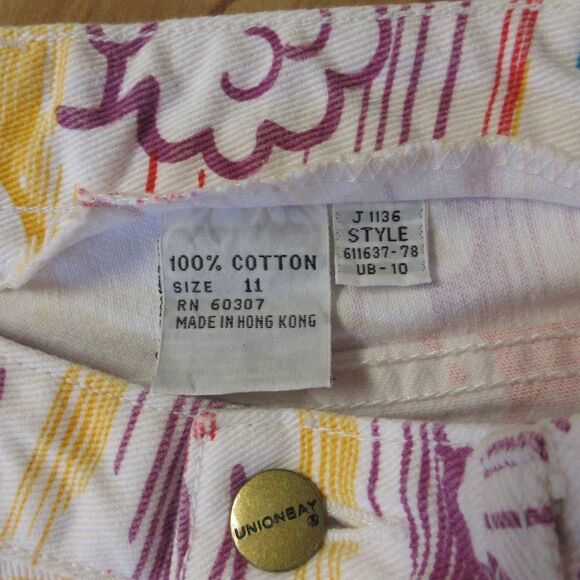 UNIONBAY Fruit Strip All Over Print Jeans 80s 90s Womens/Juniors Size 11 VINTAGE - Picture 4 of 12